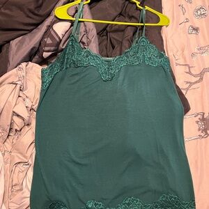 Lane Bryant Green Lace Fitted Camisole